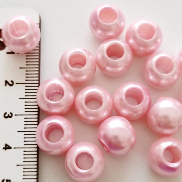 Contas acrílicas 10mm/furo 5mm- Rosa