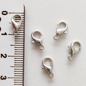 Fecho mosquetão 10 mm em metal cor prateado escuro