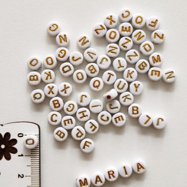Letras acrílicas 6 mm Branco/dourado