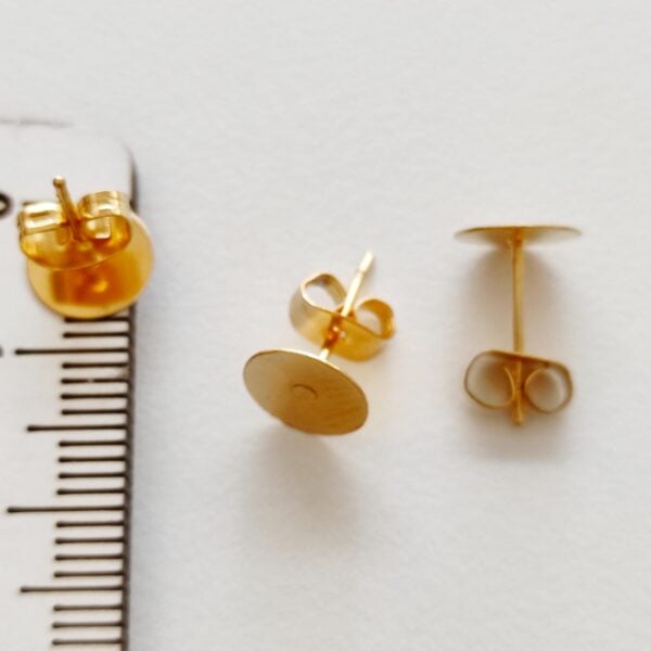Bases para brincos em aço inoxidável 6 mm dourado