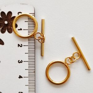 Fechos terminais "T" em aço inoxidável dourado 16 mm