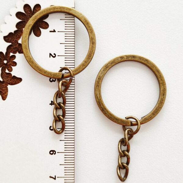 Argolas para porta chaves com corrente-bronze