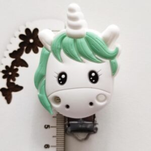 Mola em silicone unicórnio verde