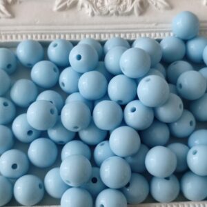 Contas acrilicas 10 mm brillantes azul bebe