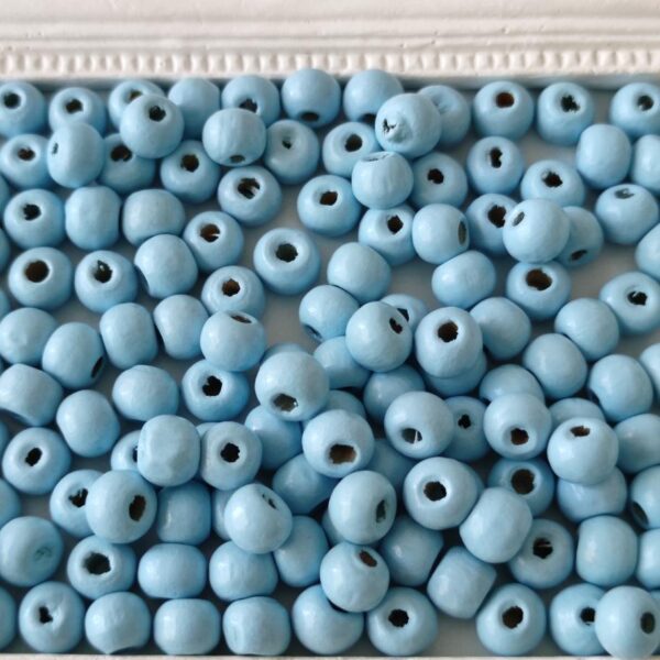 Contas 6 mm em madeira-azul