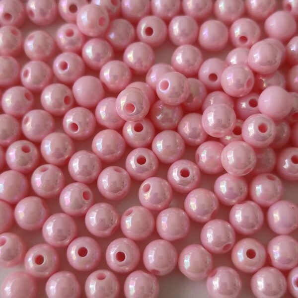 Contas acrilicas 6 mm rosa brilhante