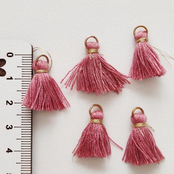 Franjas de algodão c/ lurex 25mm--Rosa velho