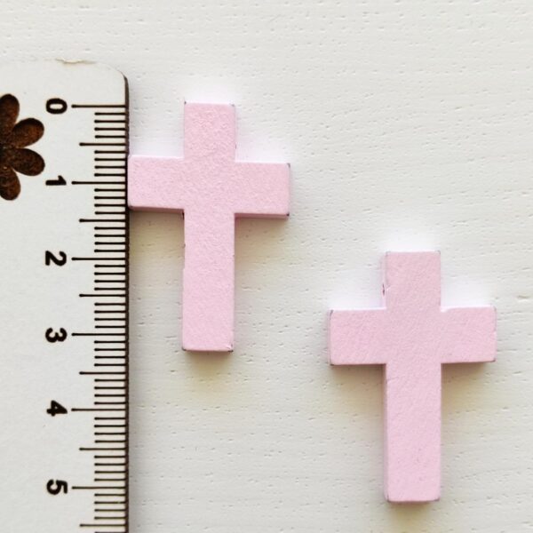 Cruzes madeira 33 mm rosa