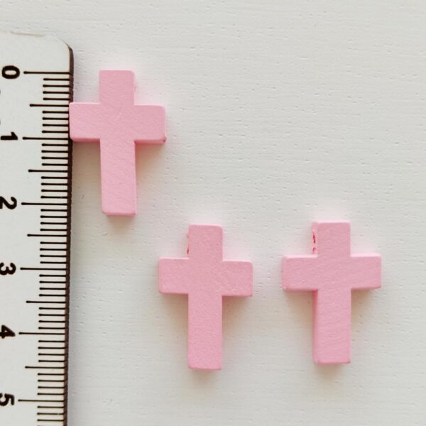 Cruzes madeira 20 mm rosa