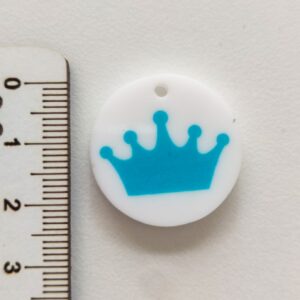 Pendente medalha em acrílico coroa- 25mm/Azul