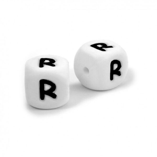 Letra em silicone 12mm para prende chucha- R