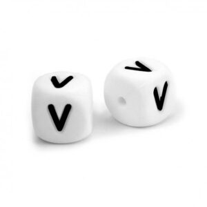 Letra em silicone 12mm para prende chucha- V