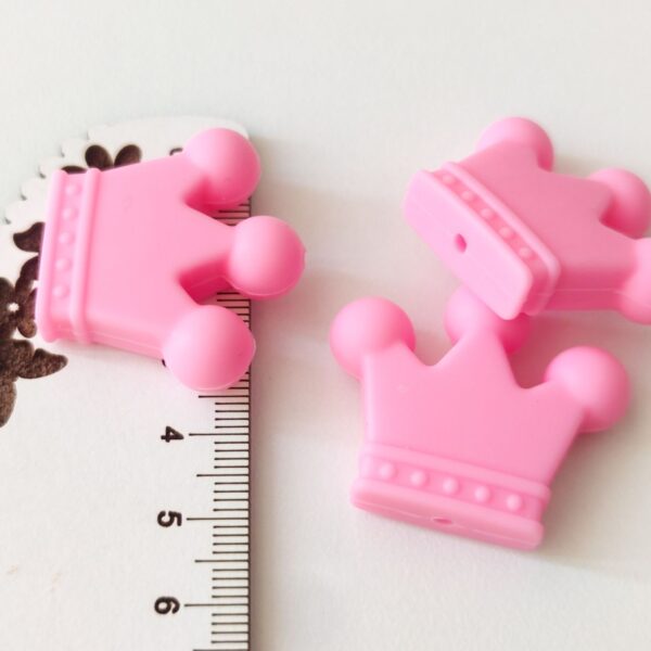 Conta em silicone coroa-Rosa- 35 mm- para prende chucha