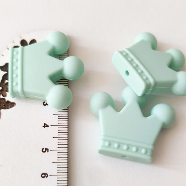 Conta em silicone coroa-Verde Claro 35 mm- para prende chucha
