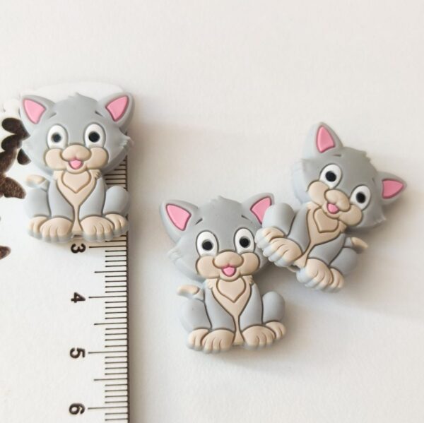 Conta em silicone -Gato-Cinza-30mm- para prende chucha