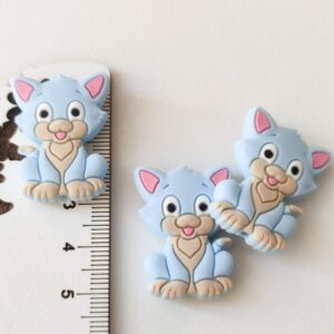 Conta em silicone -Gato-Azul-30mm- para prende chucha