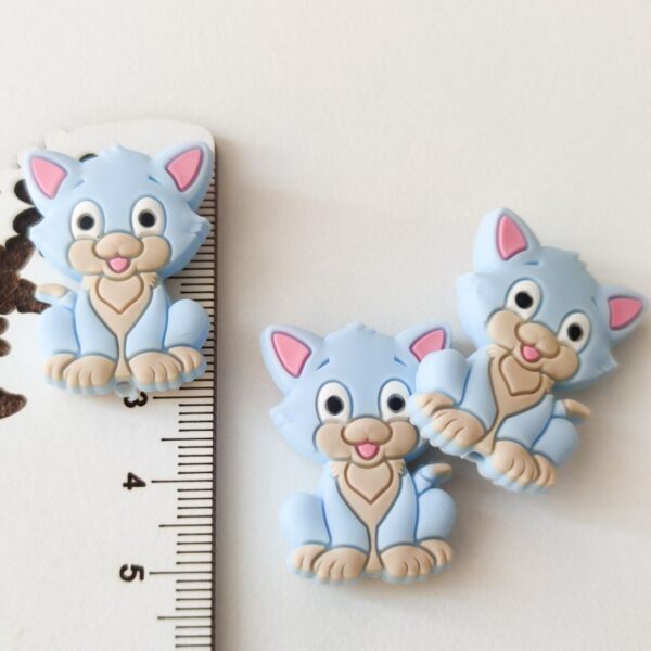Conta em silicone -Gato-Azul-30mm- para prende chucha