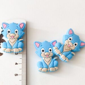 Conta em silicone -Gato-Azul-30mm- para prende chucha