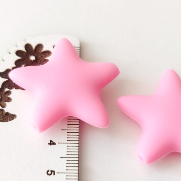 Conta em silicone -Estrela-Rosa-40mm- para prende chucha