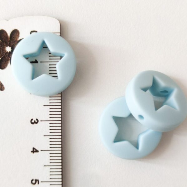 Conta em silicone -estrela-Azul -20mm- para prende chucha