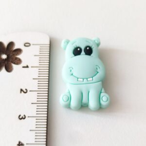 Conta em silicone -Hipopotamo-Verde claro -30mm- para prende chucha