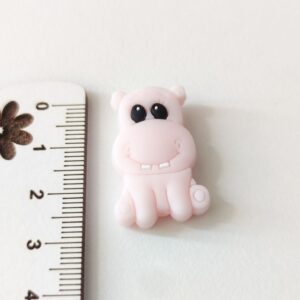 Conta em silicone -Hipopotamo-Rosa claro -30mm- para prende chucha