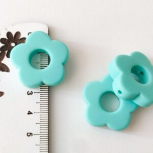 Conta em silicone -Flor-Verde -30mm- para prende chucha