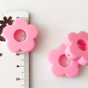 Conta em silicone -Flor-Rosa -30mm- para prende chucha