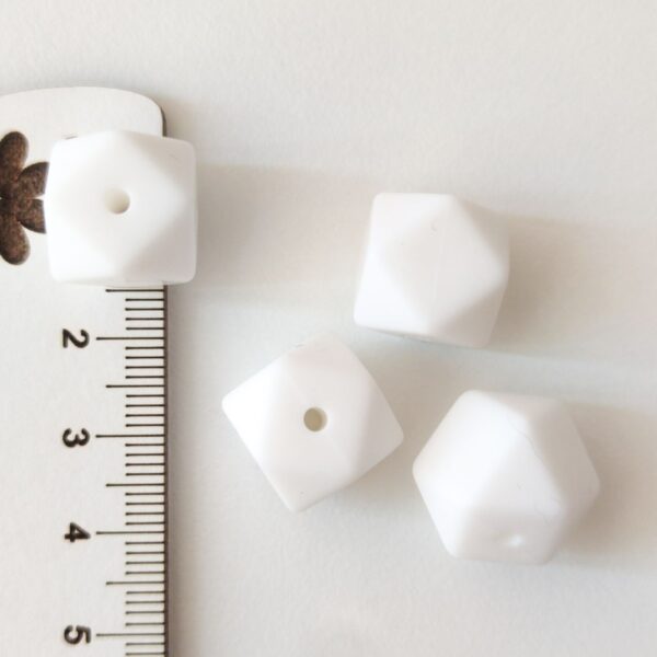 Conta de silicone hexagonal-Branco -15mm- para prende chucha