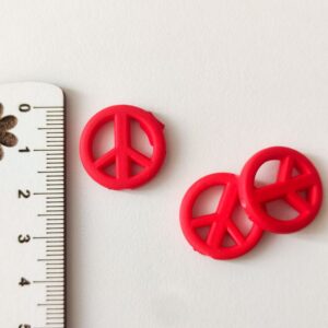Simbolo da paz em acrílico com furo-vermelho-20mm