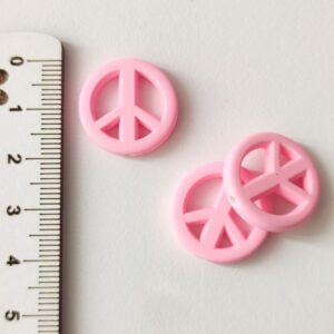 Simbolo da paz em acrílico com furo-rosa claro-20mm