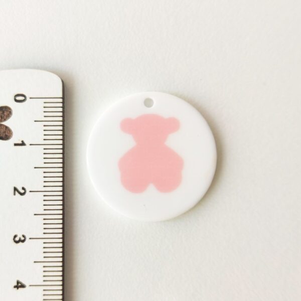 Pendente acrílico urso rosa - 30 mm