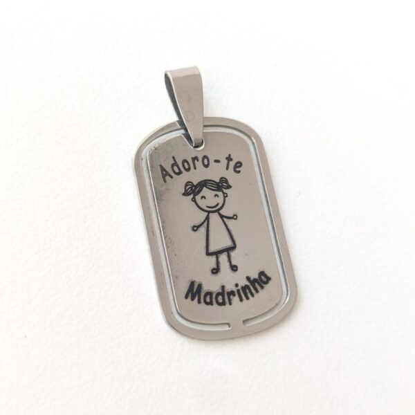 Medalha em aço inoxidável-Adoro-te madrinha (menina)