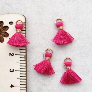 Mini franjas com lurex 10 mm-Rosa escuro