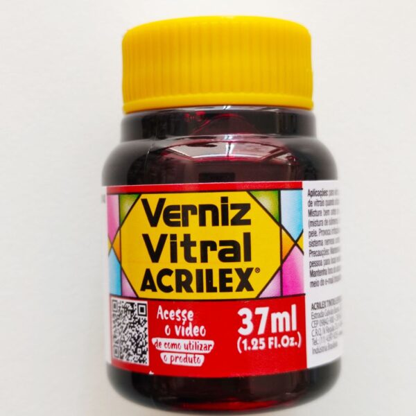 VERNIZ VITRAL 37ML VERMELHO FOGO 08140507 ACRILEX
