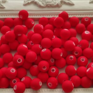 Contas Acrílicas 8 mm Mate (aspeto aveludado)- Vermelho