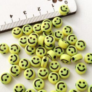 Aplique acrílico smile amarelo/preto com furo 6mm