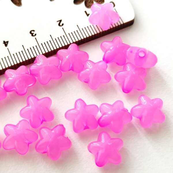 Estrela Acrílica com furo -Rosa fuschia-10mm