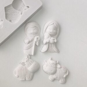 Molde em silicone, presépio plano 4 peças