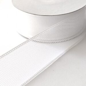 Fita tipo rede, com rebordo em cetim 25 mm Branco