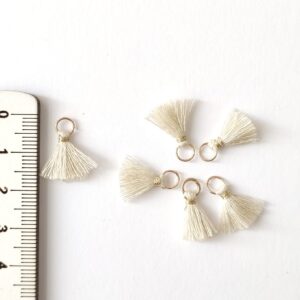 Mini franjas com lurex 10 mm-bege