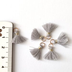 Mini franjas com lurex 10 mm-cinza