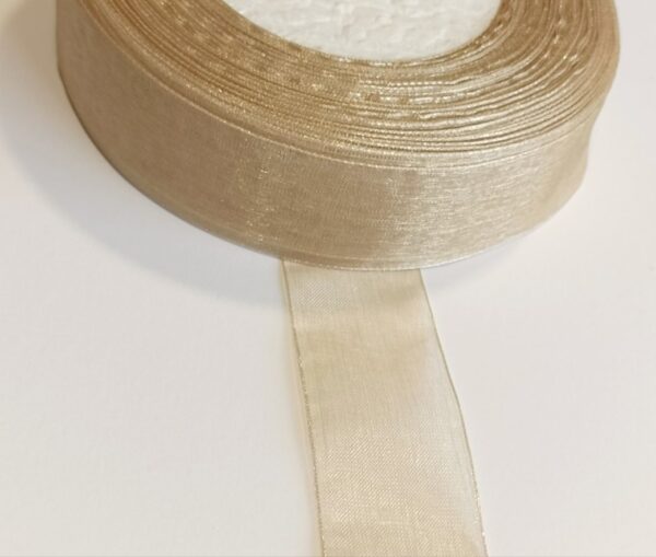 Fita organza 25 mm- Castanho dourado escuro