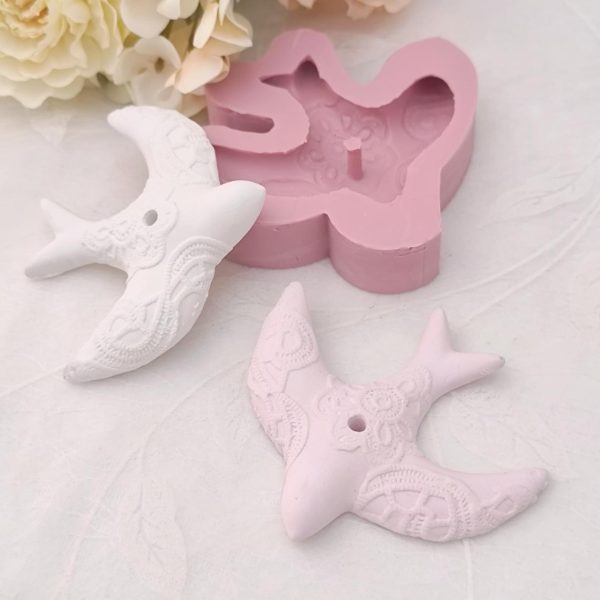 Molde em silicone - andorinha com furo