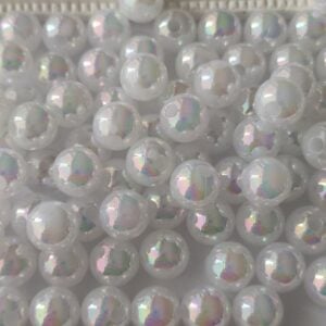 Contas Acrílicas 8 mm - Branco brilhante