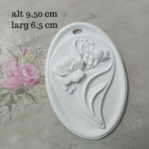 Molde em silicone -Medalha oval com flores