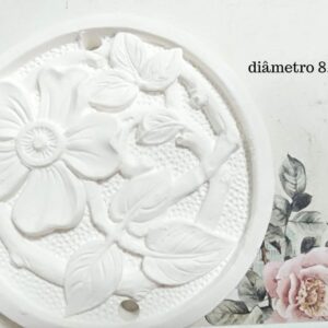 Molde em silicone -Patela redonda com flores-2 furos