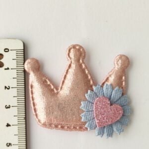 aplique almofadado coroa com coração-Rosa