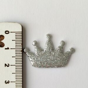 Aplique almofadado coroa 3x2 cm-Prateado