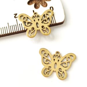 Pendente aço inoxidável- Borboleta-dourado-20mm